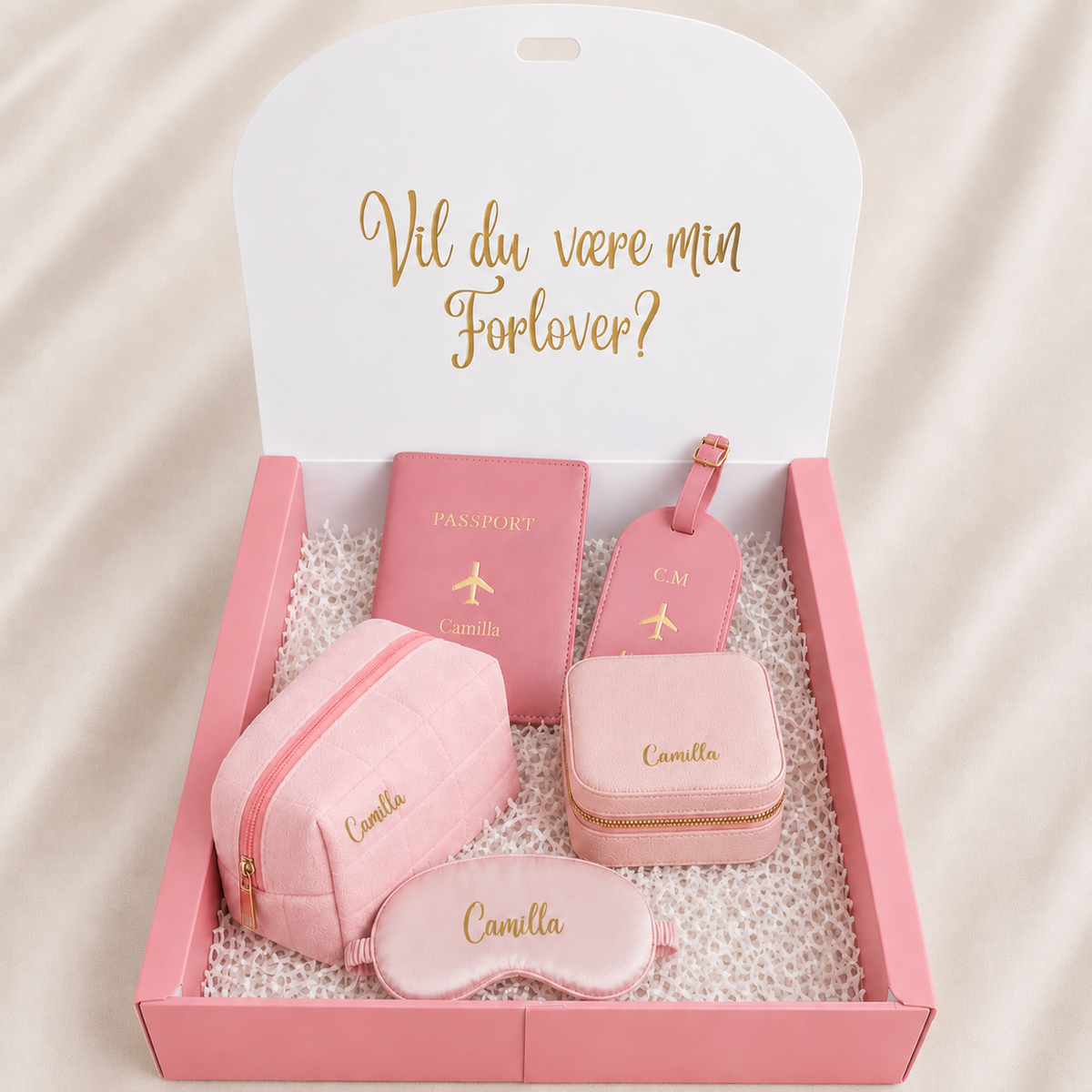 Vil du være min forlover? – premium gaveboks i rosa (personlig tilpasset)