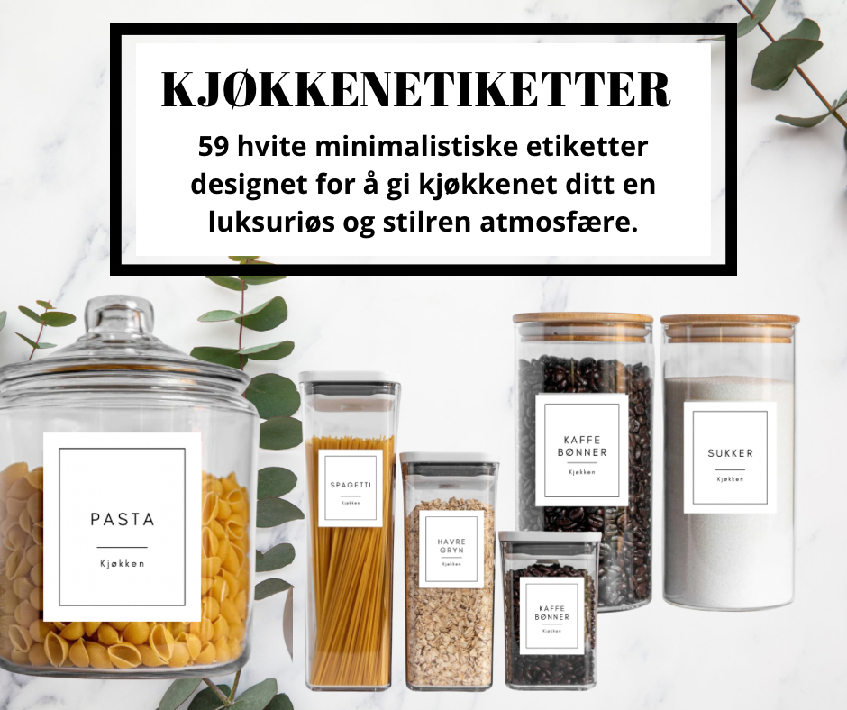 Kjøkkenetiketter hvite (digital fil)