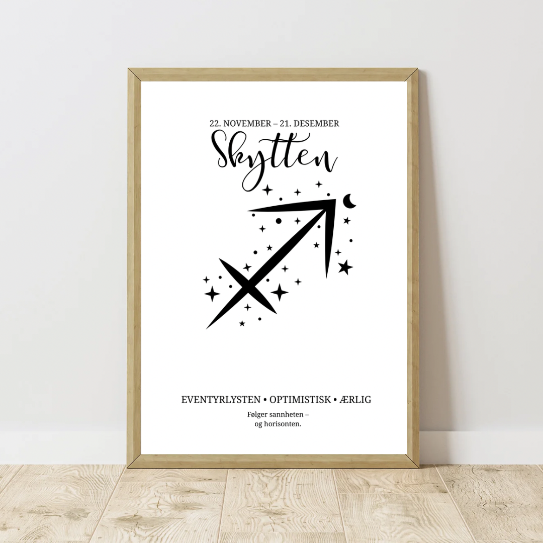 Stjernetegn plakat – Hvit, minimalistisk design