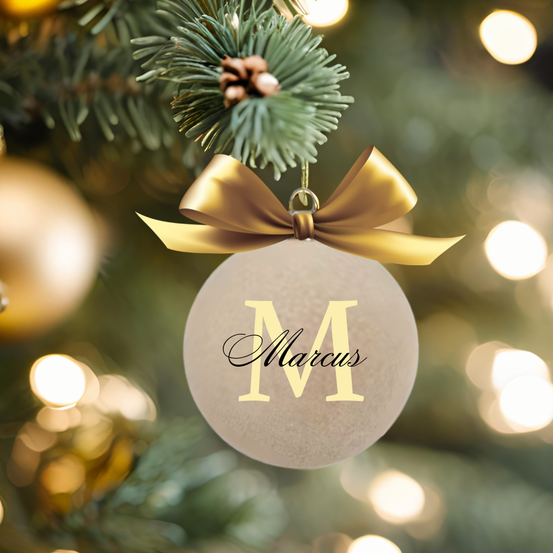 Personlig julekule – Beige fløyel