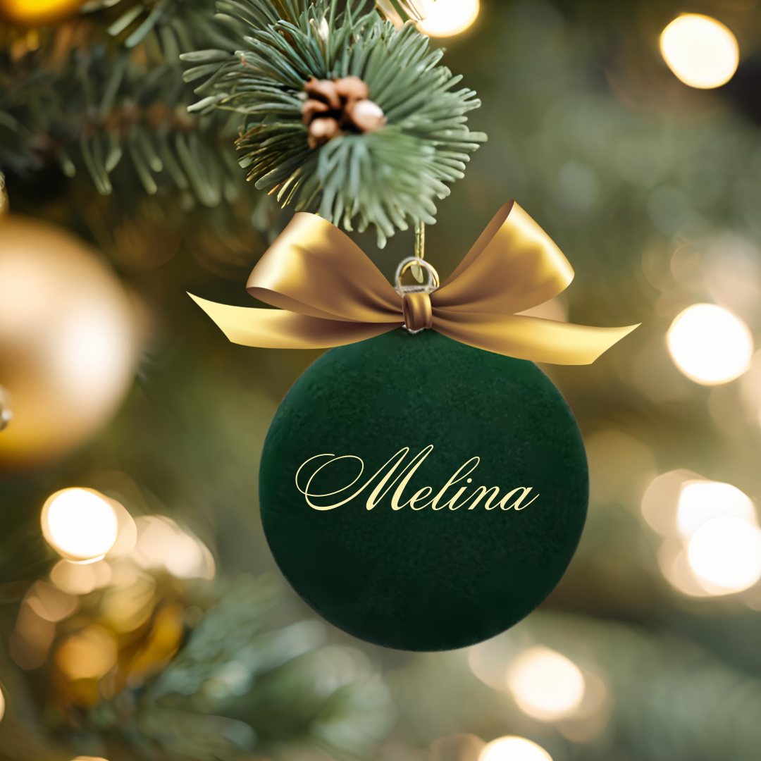 Personlig julekule – Grønn fløyel