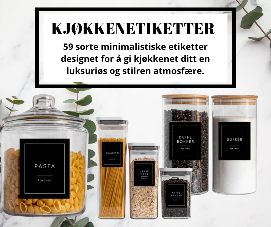 Kjøkkenetiketter sort (digital fil)
