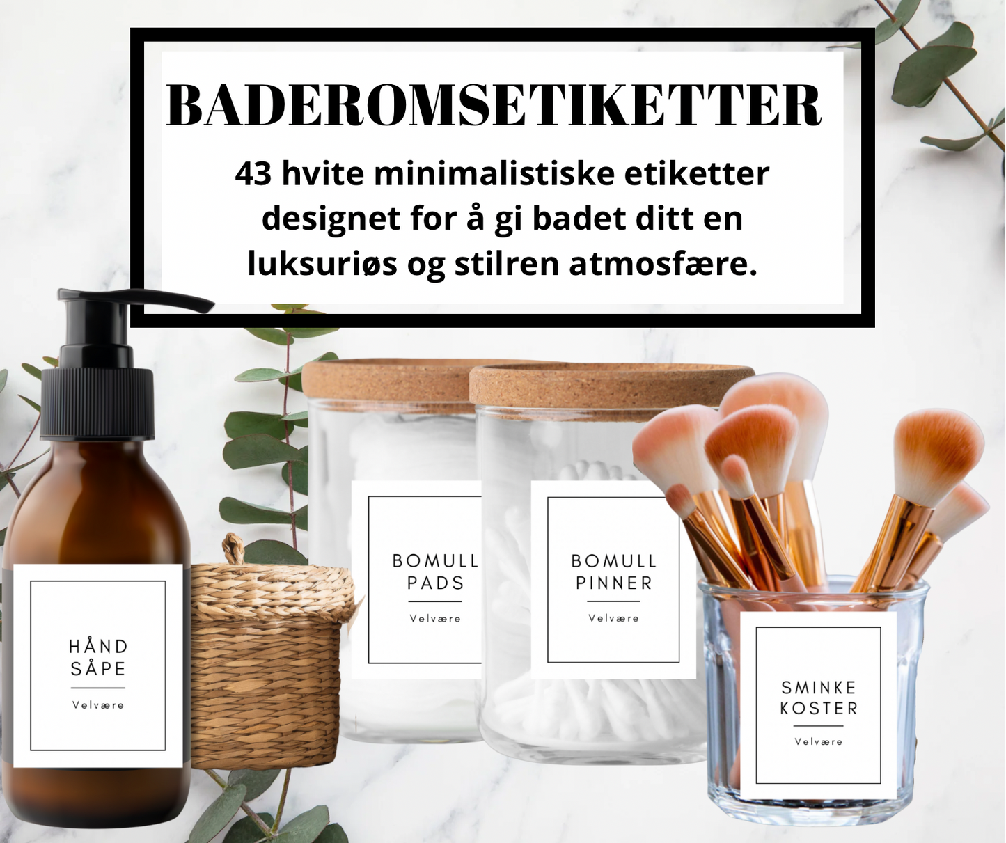 Baderomsetiketter hvit (digital fil)