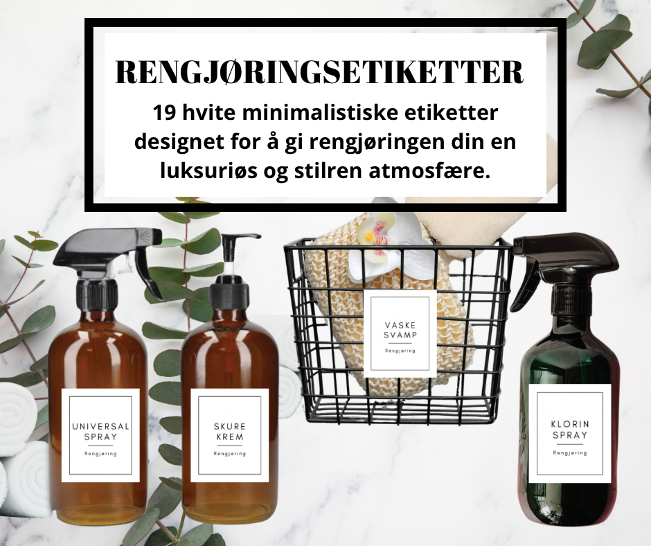 Rengjøringsetiketter hvite (digital fil)