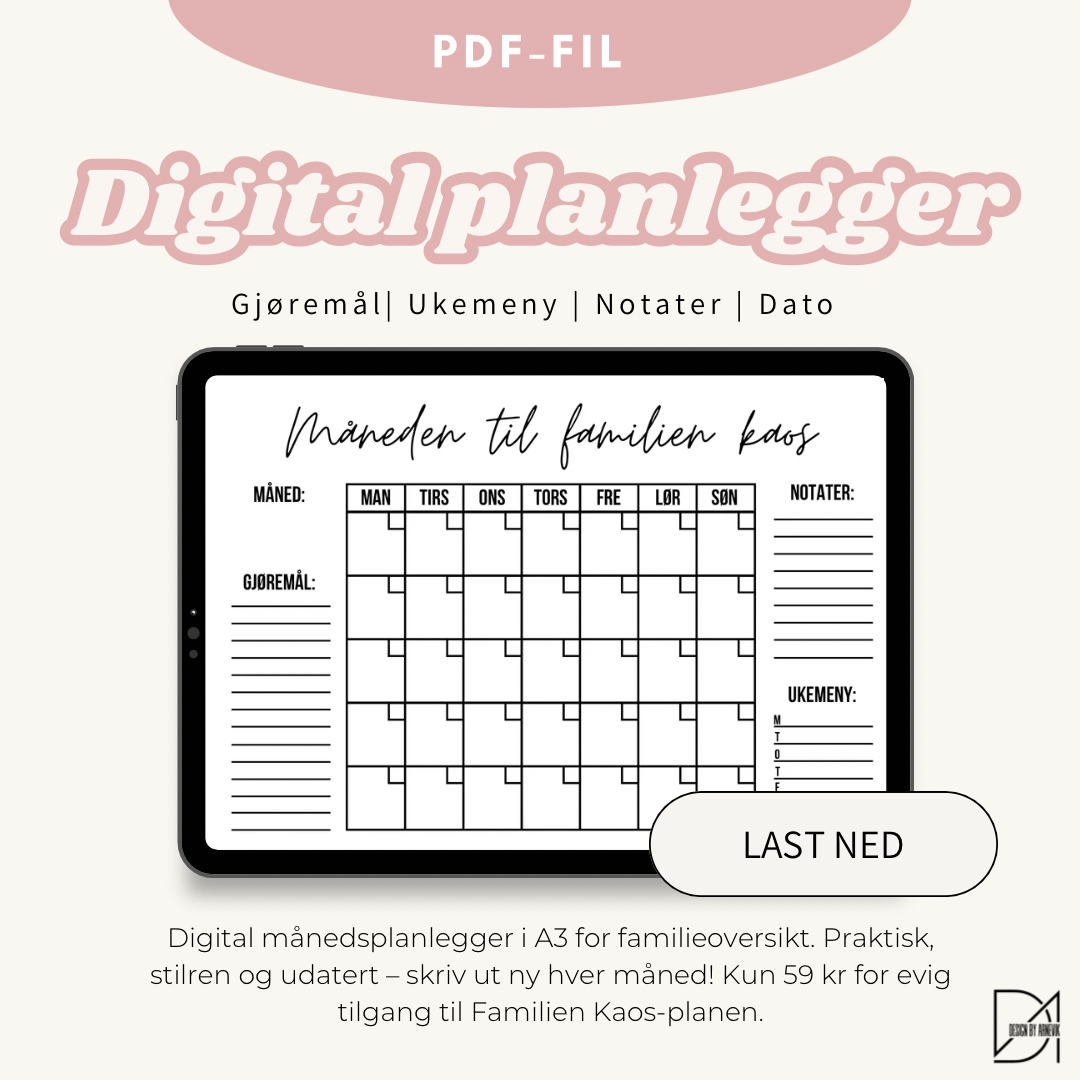Minimalistisk Månedsplan for travle hjem