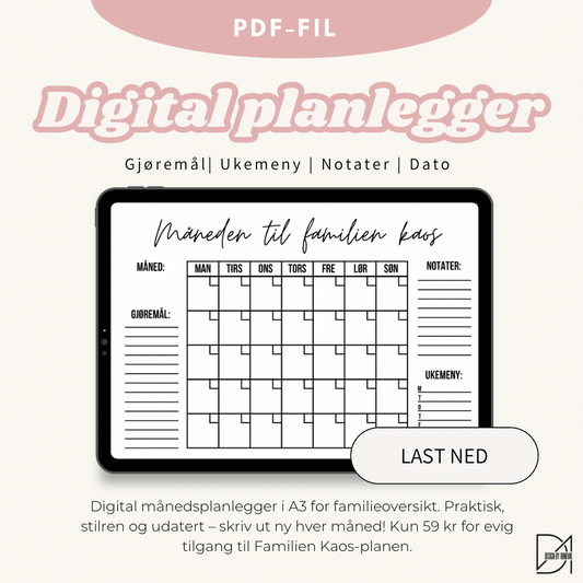 Minimalistisk Månedsplan for travle hjem