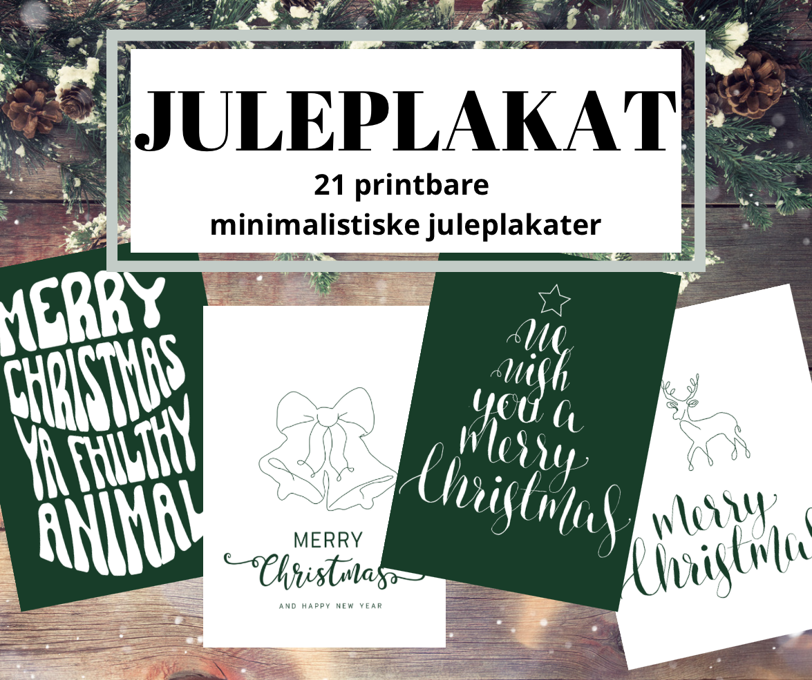 Juleplakater - grønn minimalistisk design