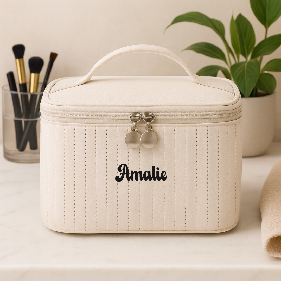 Personlig sminkeveske hvit