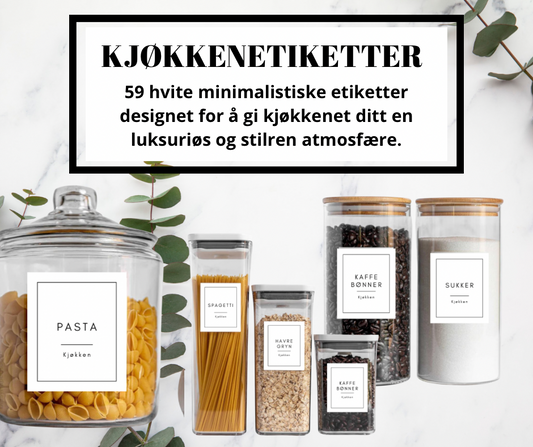 Kjøkkenetiketter hvite