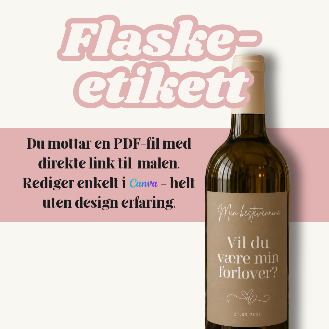 Personlig Vineetikett til forlover | Redigerbar Canvamal