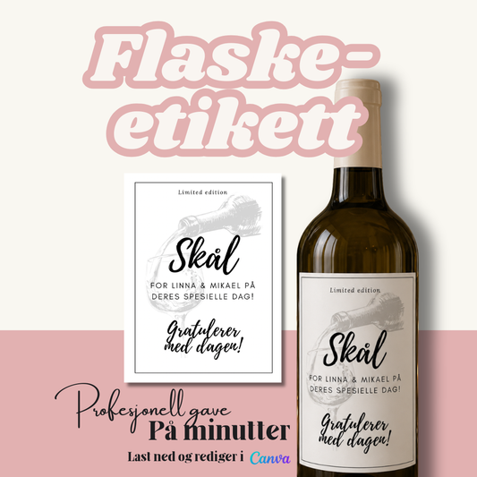Personlig Vineetikett til jubileum, bryllup, fest | Redigerbar Canvamal