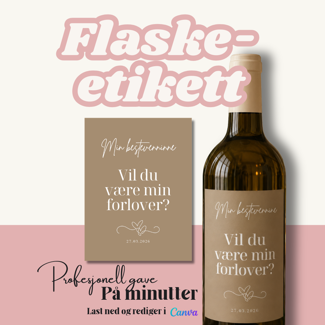 Personlig Vineetikett til forlover | Redigerbar Canvamal