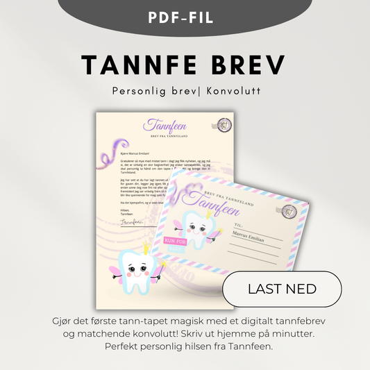 Tannfeens brev & konvolutt – Digital mal (A4)