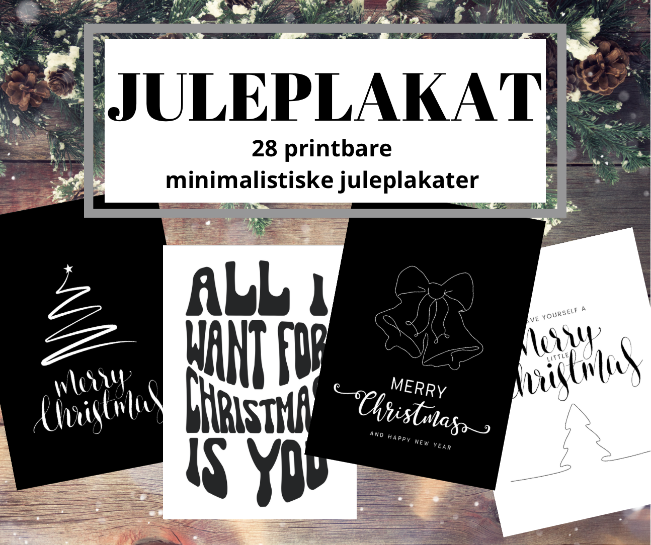 Juleplakater - sort hvit minimalistisk design