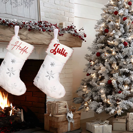 Julestrømpe med navn hvit