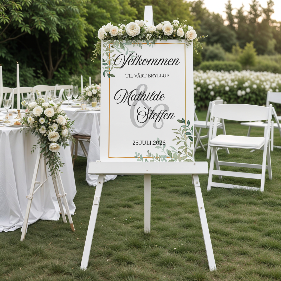 Eksklusivt Bryllupsskilt i Foam Board