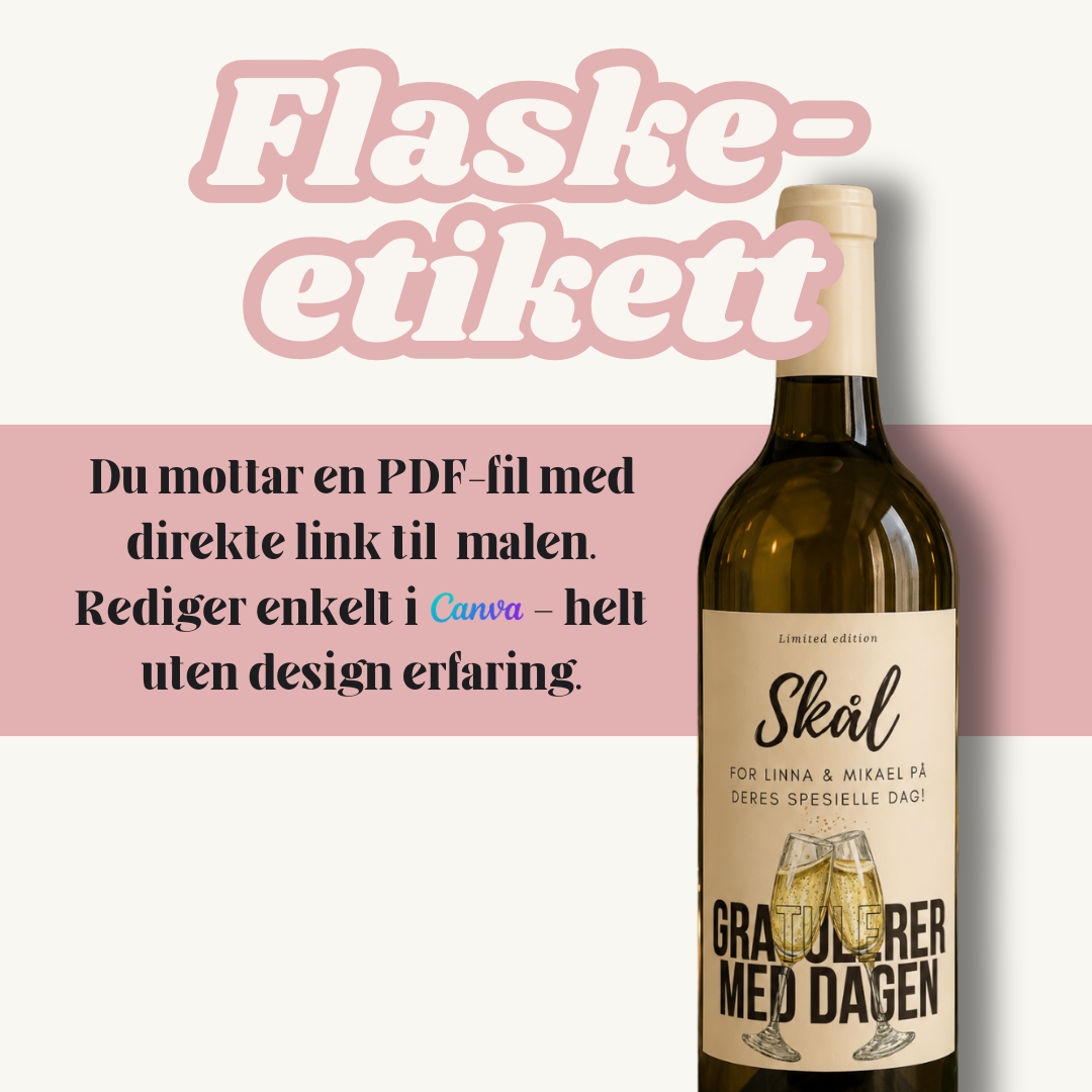 Personlig Vineetikett til jubileum | Redigerbar Canva-mal
