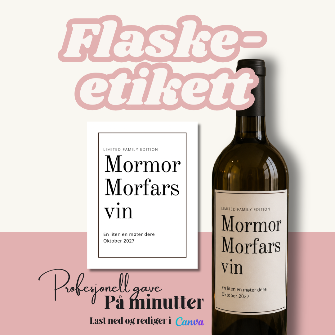 Mormor & Morfars vin | Personlig vineetikett til graviditet