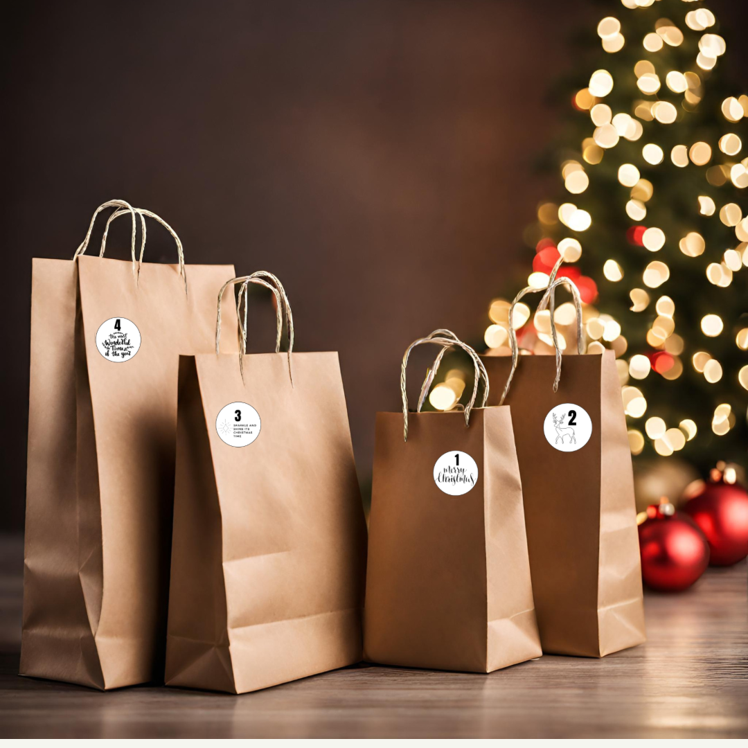 Adventskalender etiketter hvit