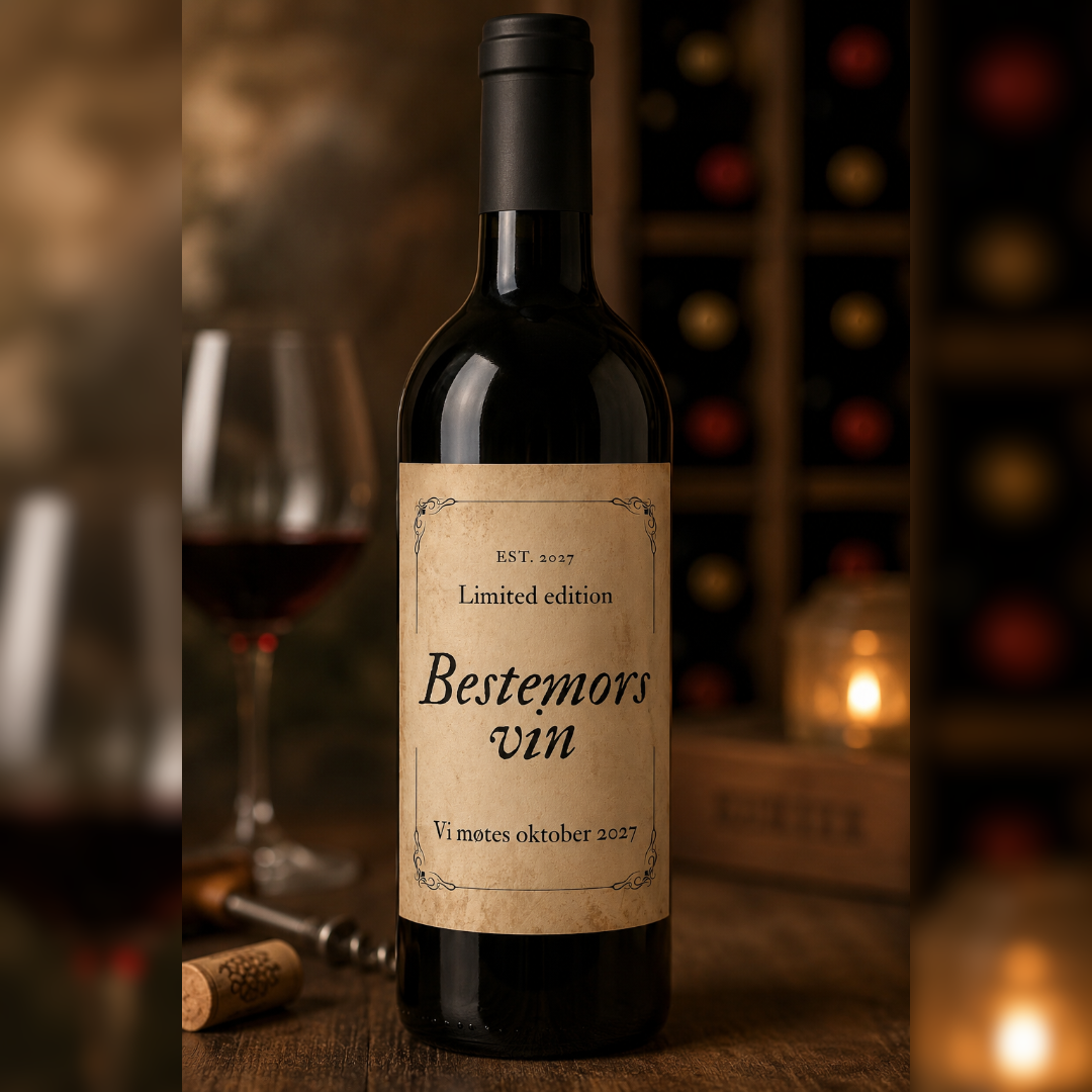 Bestemors vin | Personlig vineetikett til graviditet