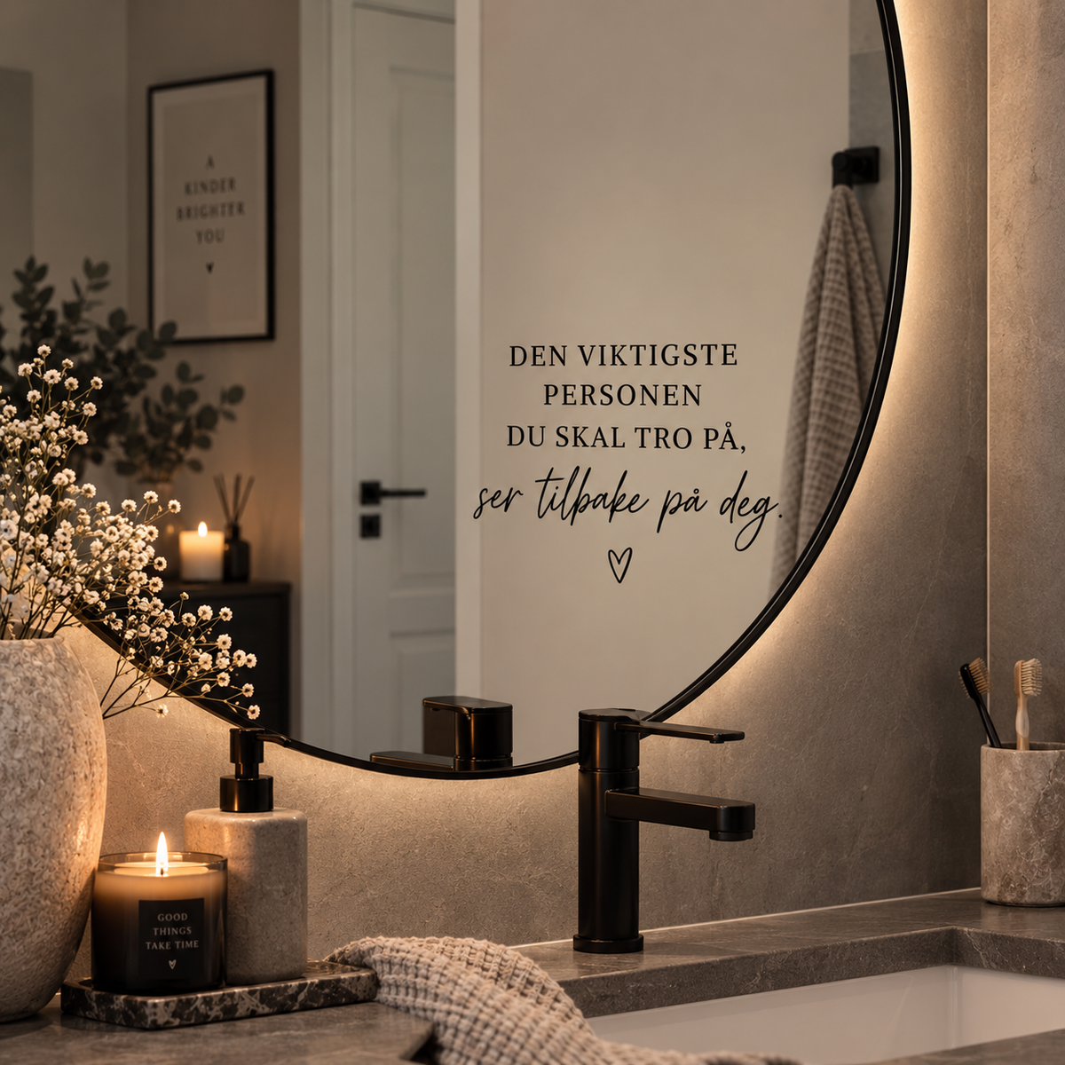 Personlig speildekal – Ord til speilet