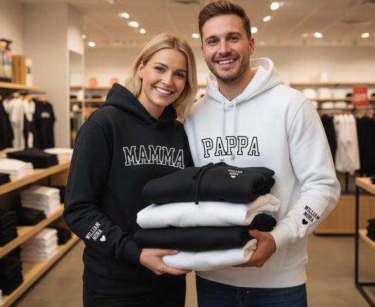 Personlig genser - Mamma, pappa - brodert med navn