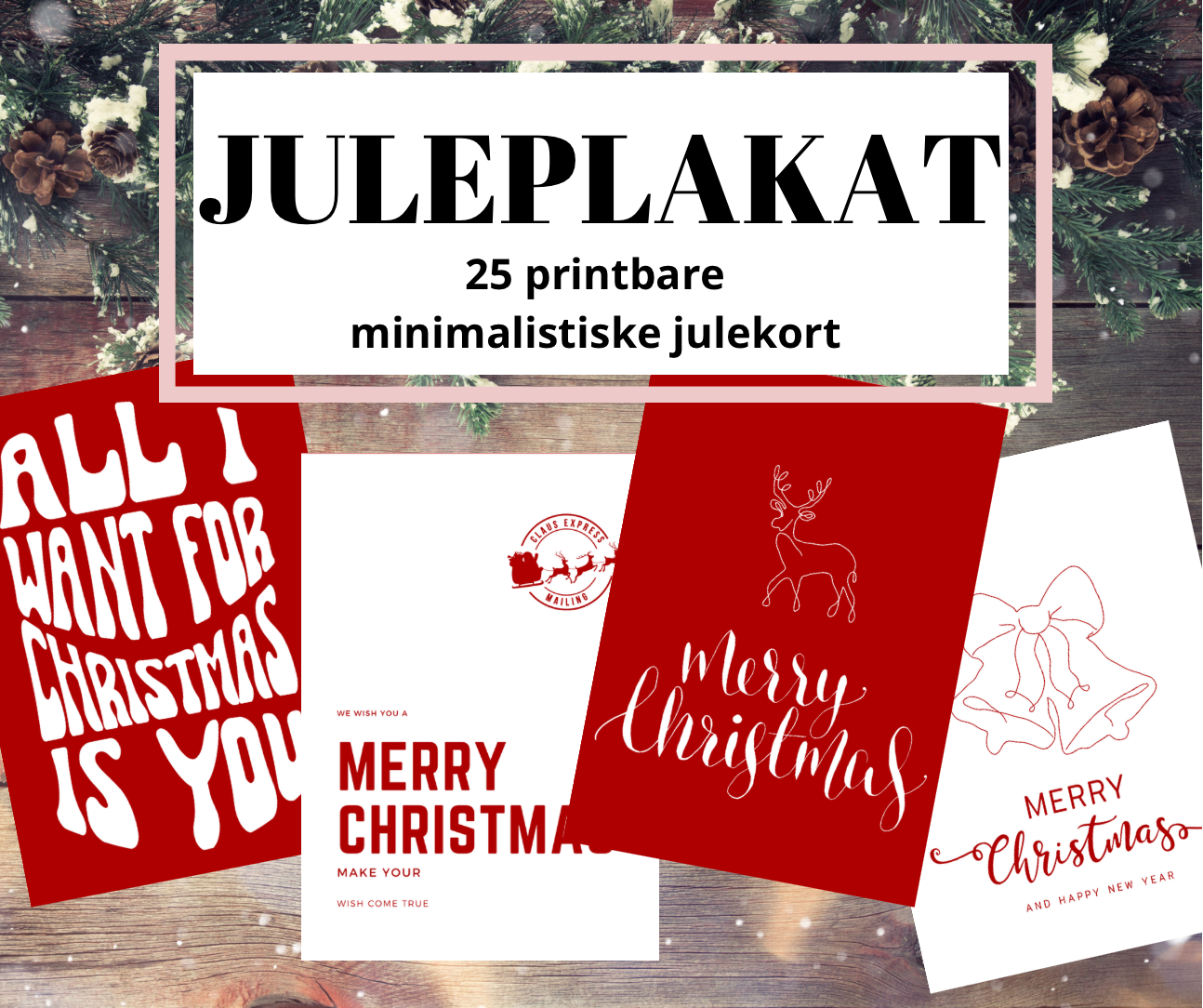 Juleplakater - rød minimalistisk design