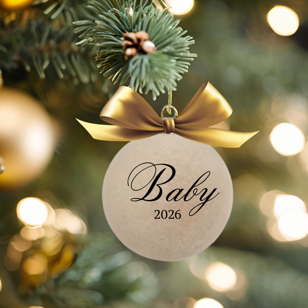 Personlig julekule – Beige fløyel