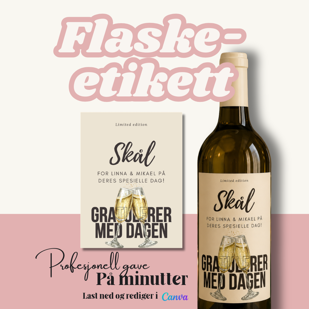 Personlig Vineetikett til jubileum | Redigerbar Canva-mal
