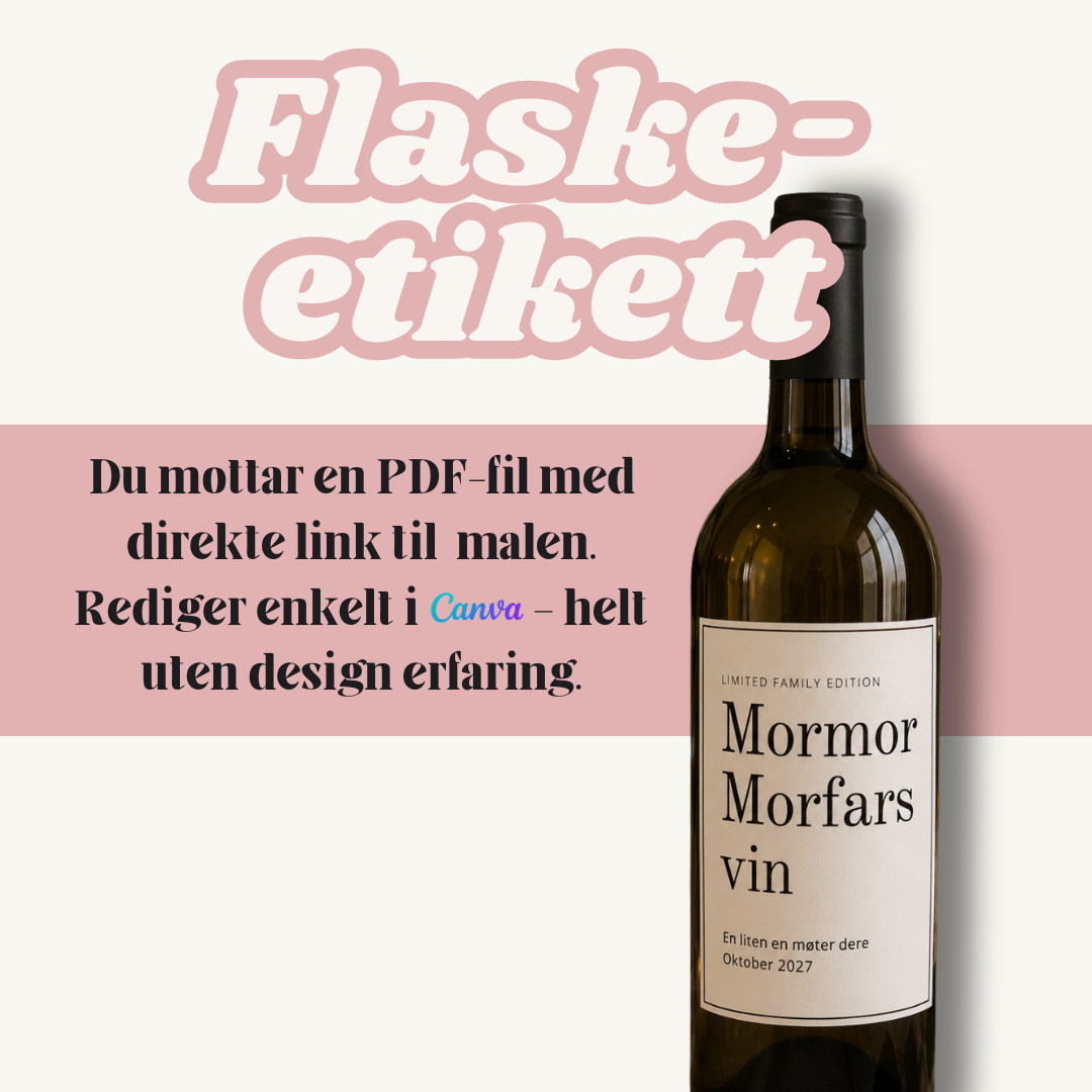 Mormor & Morfars vin | Personlig vineetikett til graviditet