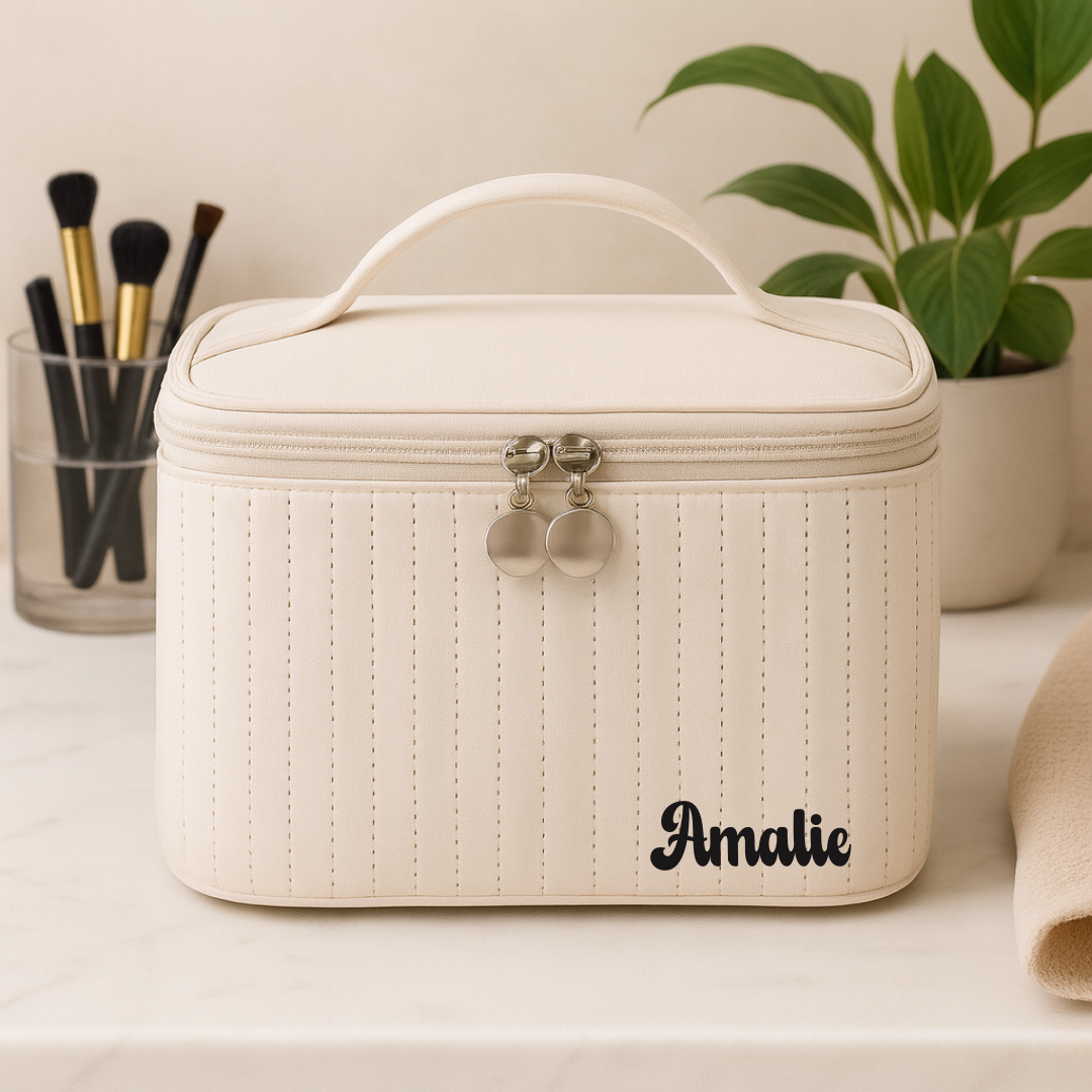 Personlig sminkeveske hvit