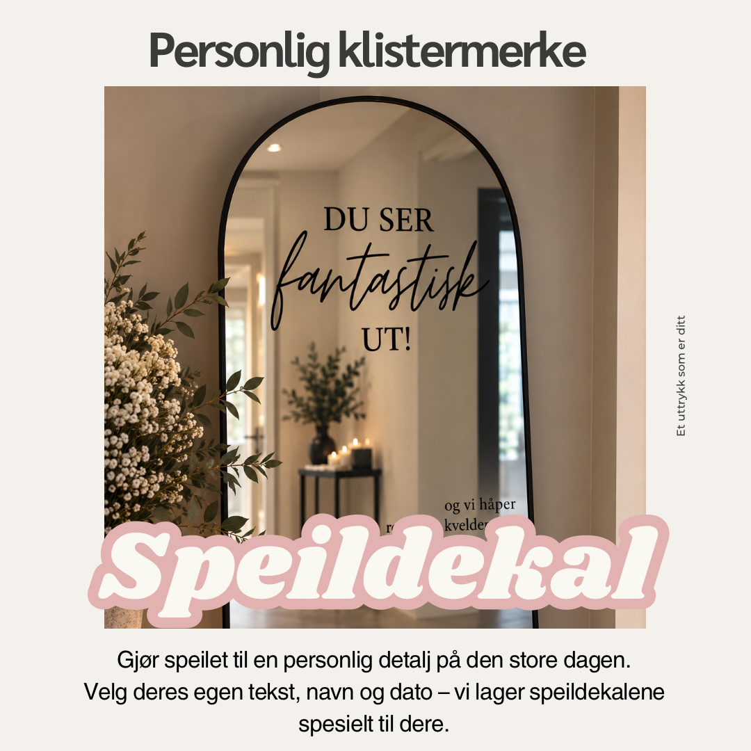 Personlig speildekal til bryllup – 3 stk.