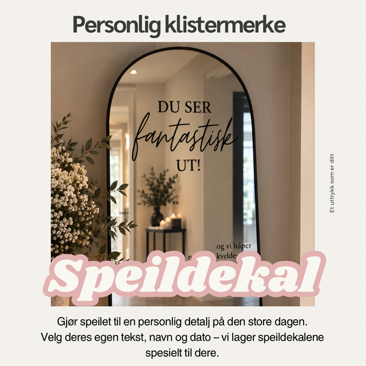 Personlig speildekal til bryllup – 3 stk.
