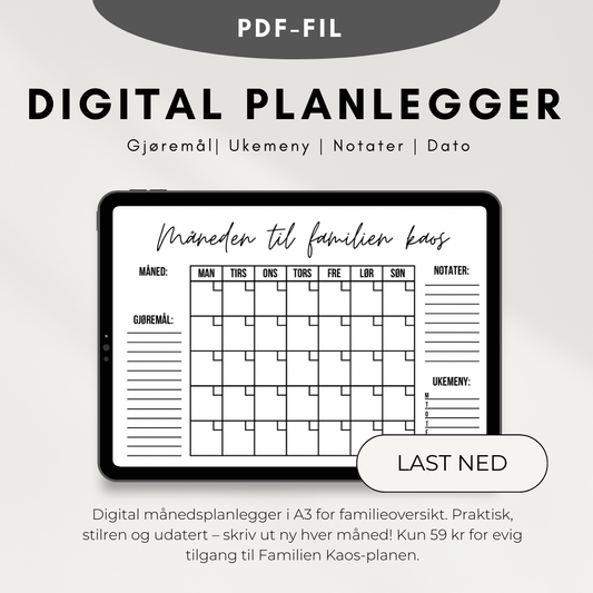 Minimalistisk Månedsplan for travle hjem