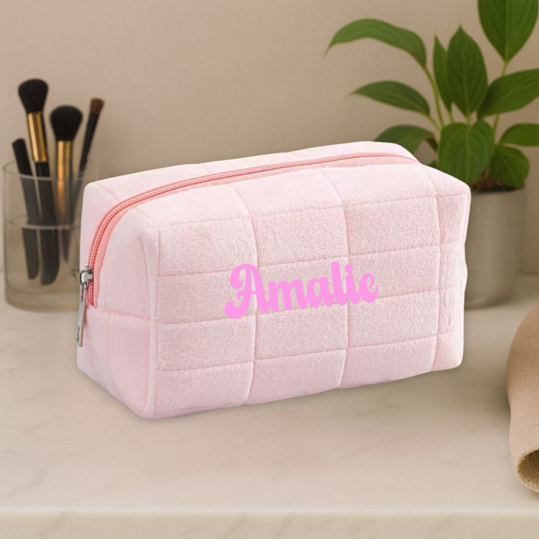 Personlig sminkeveske rosa