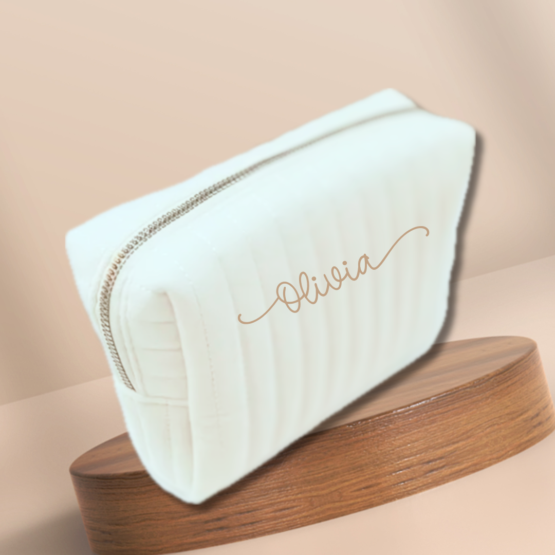 Toalettmappe i velur - hvit