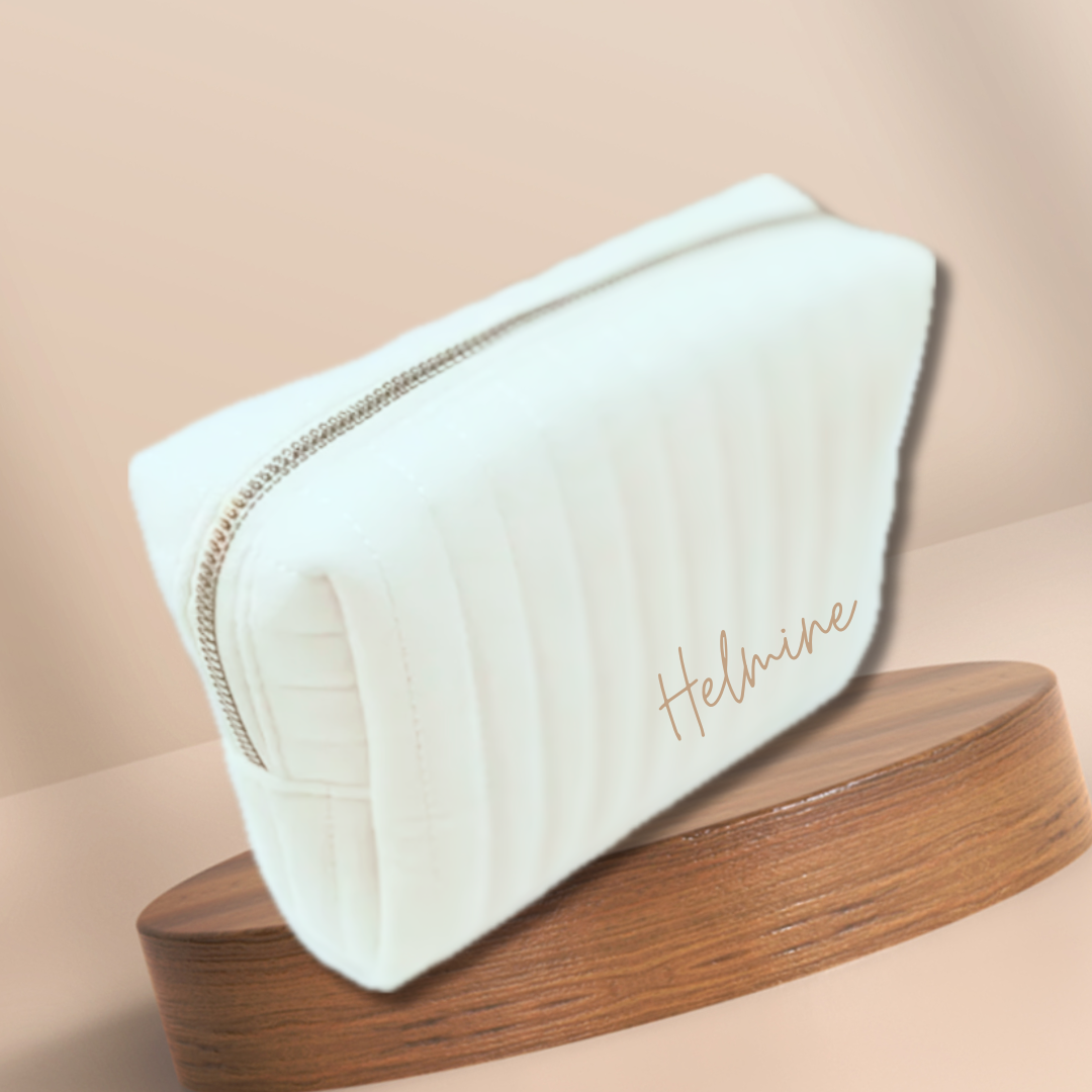 Toalettmappe i velur - hvit